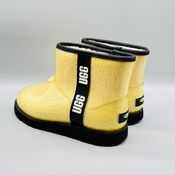 UGG Boots Womens 7 Yellow Beige Classic Clear Mini Ankle Shearling Waterproof - Picture 6 of 12